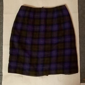 Purple plaid pure wool skirt